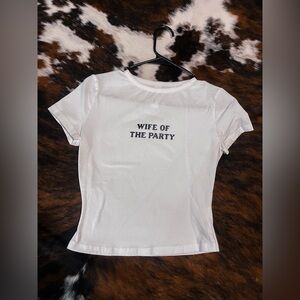 Wife Of The Party Cropped White Graphic Tee